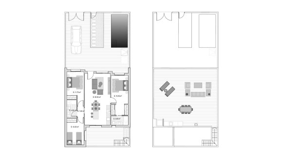 Townhouse floor plan, 3 bedrooms in Senda de los Flamencos No. 4 (2D)